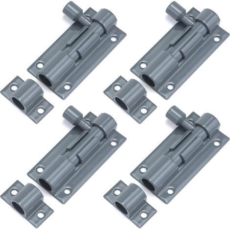 Verrou à barillet en alliage d'aluminium gris, verrou de porte de 5 cm avec loquet coulissant, loquet de sécurité coulissant avec vis, lot de 4 (1/4)