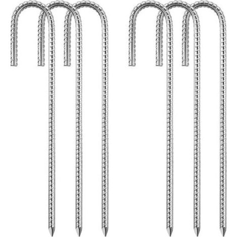 (8 mm x 30 cm) Piquets de tente en acier set de 6 Kit de fixation de trampoline en J galvanisé Tente de trampoline Tente de camping Balançoire Toile de trampoline (1/5)
