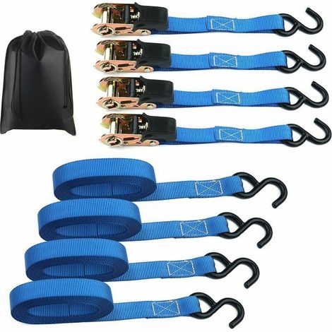 Sangles à cliquet - Kit de 4 sangles à cliquet, sangles de 5 m avec tendeur à cliquet Sangles à cliquet pour remorques, caravanes, vélos, mobilité (1/5)