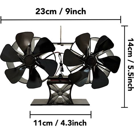Ventilatore per stufa a legna a 6 pale, ventilatore per camino alimentato a calore per stufa a legna/camino/gas/ceppi (grande)