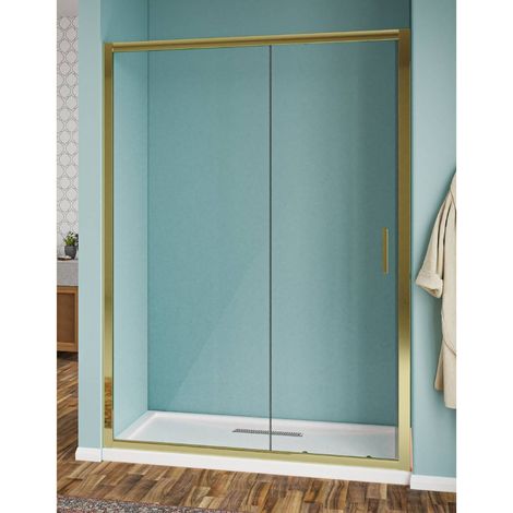 Nicchia scorrevole apertura 1 lato in vetro trasparente 6mm H190 profili oro H190 - 160 cm (1/5)