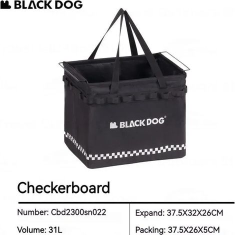 Panier de rangement pliable de voyage (noir) 31 L, multifonctionnel, portable, pour le camping et la voiture, supportant jusqu'à 12 kg. (1/4)