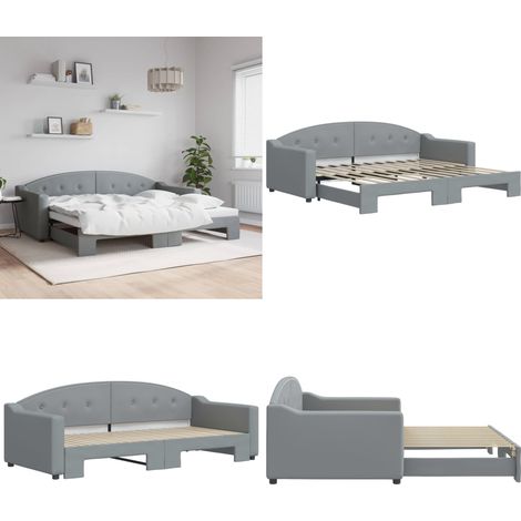 Tagesbett Ausziehbar Hellgrau 90x200 cm Stoff - Sofa Bett - Schlafsofa - Gästebett - Tagesbett - Hellgraues Sofa - Home & Living (1/5)