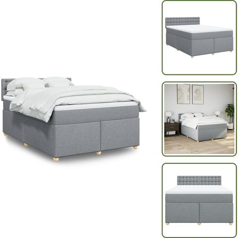 Sommier à lattes de lit avec matelas Gris clair 140x190cm Tissu - Sommier À Lattes De Lit - Sommiers À Lattes De Lit - Lit - Meuble De Chambre À Coucher (1/5)