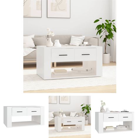 Holz Couchtisch - vidaXL Couchtisch Weiß 80x50x40 cm Holzwerkstoff - Couchtisch mit Schubladen (1/5)