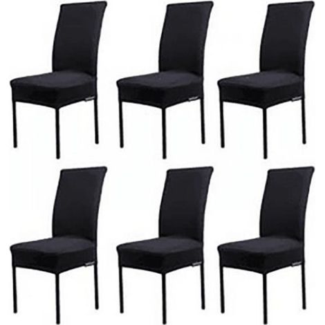 Lot de 6 Housses de chaises - Noir