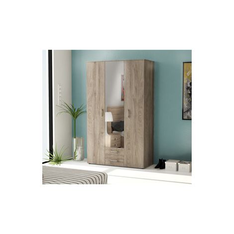 KIT ARMADIO 3 ANTE + 2 CASSETTI E SPECCHIO CM. 121X200X54 (1/3)