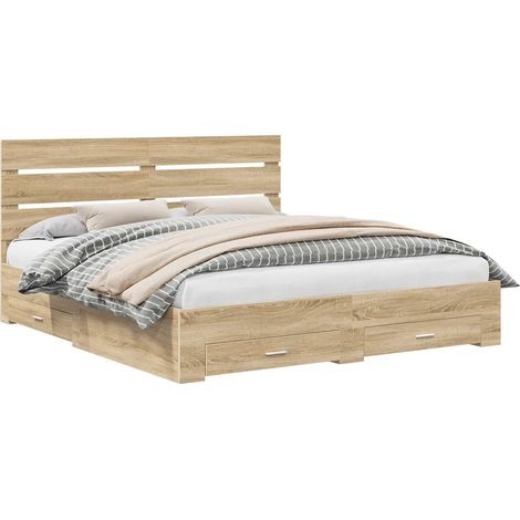Maison Exclusive - Bettrahmen mit Kopfteil Sonoma-Eiche 200 x 200