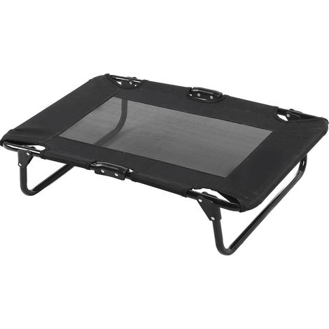 Lit pliable surélevé pour animaux de compagnie, avec structure en acier et maille respirante, pour chats et chiens, utilisable à la maison et à l'extérieur, noir, 76 x 51 x 18 cm / 29,9 x 20,1 x 7,1 p (1/5)