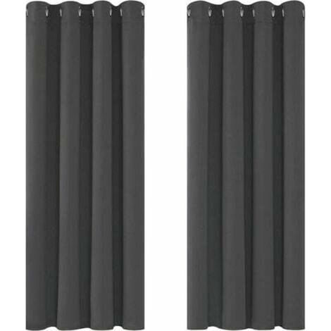 Rideaux Occultants Isolant Thermique Anti Froid, 117x138 CM (Largeur x Hauteur), Design Moderne à Oeillets, Rideaux pour Salon et Chambre, Gris Foncé, 2 Pièces (1/4)