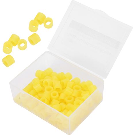 100 anneaux de code couleur dentaire en silicone non toxique, accessoires dentaires (jaune) (1/5)