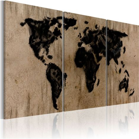 Quadro - Mappa del mondo nero inchiostro - 120x60 (1/4)