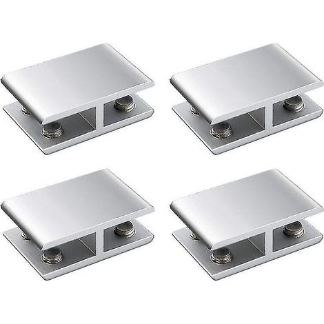 pinces à verre double face en alliage d'aluminium, support d'étagère en verre, clip pour verre (1/4)