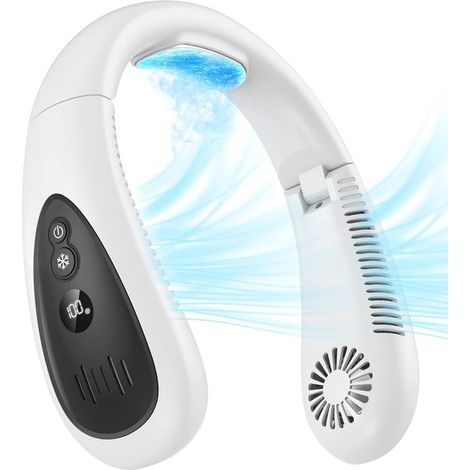 Ventilador de cuello plegable con pantalla LED,portátil y recargable,con 3 velocidades ajustables y disipador de calor,alimentado por USB (1/4)