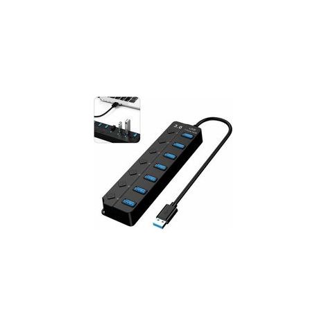 Multiprise USB 3.0, Multi 7 Ports Multiprise USB avec Interrupteur Indépendant, Transfert De Données,Port USB Multiple pour PC, Ordinateur Portable, MacBook, Mac Pro, Mac Mini, iMac, Surface Pro (1/5)