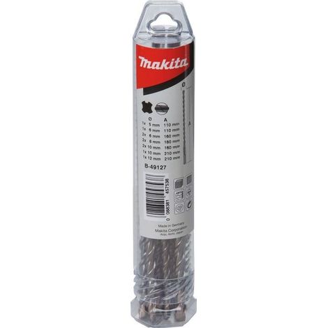 Makita Accessori - Set di punte da trapano SDS Plus per muratura, 10 pz B-49127