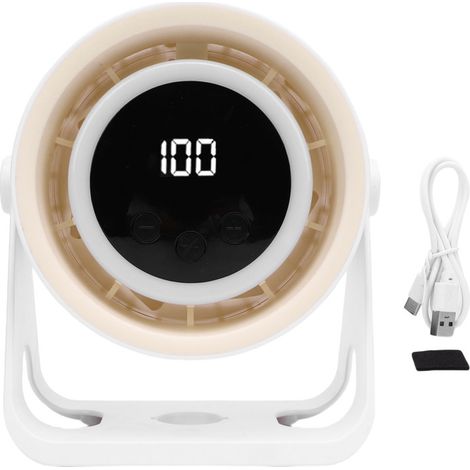 Ventilateur de bureau 5 vitesses rechargeable USB silencieux et portable avec lumière intégrée pour le bureau, la chambre et le camping en extérieur (1/5)