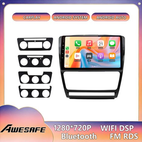 AWESAFE Autoradio Android 13 2GB+64GB für SKODA Octavia 2 (2008-2013) 10'' Touchscreen mit CarPlay GPS Bluetooth Android Auto