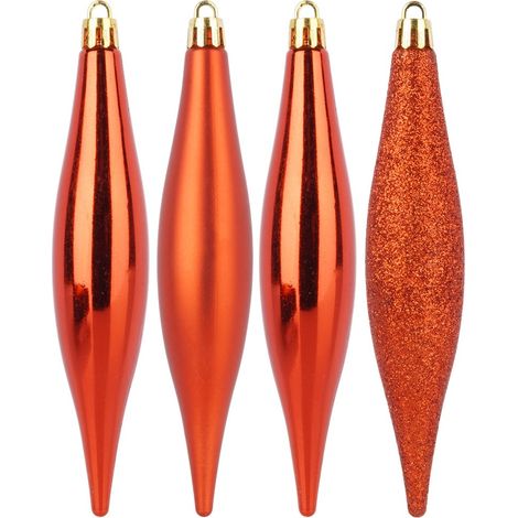 4er-Set bruchsicherer roter Weihnachtskugeln (1/3)