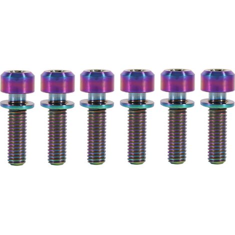 Vis de potence vélo M5x18mm titane avec entretoise, lot de 6 arc-en-ciel (1/5)