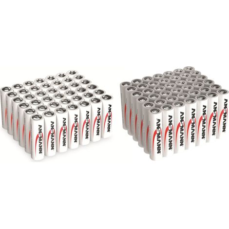 Piles alcalines ANSMANN, 42 unités AA / Mignon et 42 unités AAA / Micro en pack économique