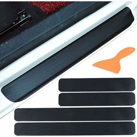 4pcs Autocollant en Carbone 4D Film Adhésif pour Protection Seuil Porte de Voiture Auto Universel Noir (1/5)