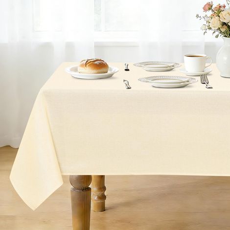 Eckige Tischdecke 110x110 cm Champagner, wasserabweisend, Leinenoptik