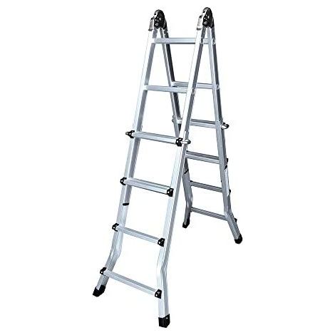 Escalera multifunción telescópica de aluminio 4 + 4 peldaños en131 (1/4)