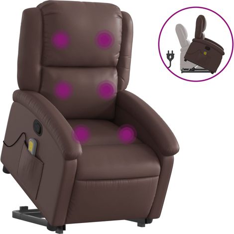 Maison Exclusive - Massagesessel mit Aufstehhilfe Braun Kunstlede