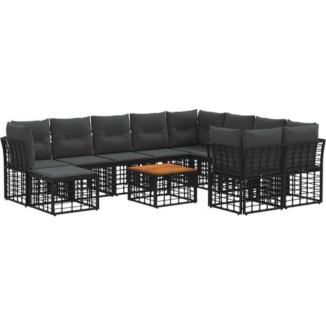 Conjunto de sofás de exterior 11 uds. Negro y Gris oscuro vidaXL (1/5)