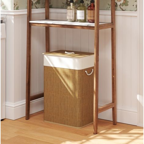 Cesto ropa sucia bambú con tapa 72 L 40x30x60 cm OKMYHOME (1/5)