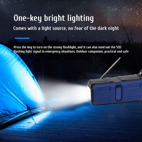 Tragbares Solar-Notfallradio mit AM/FM-Radio, LED-Taschenlampe und SOS-Alarm für Wanderungen, Camping und Notfallsituationen im Freien. (1/5)
