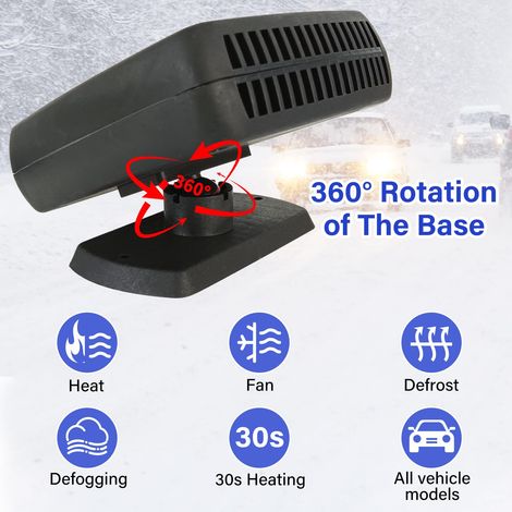 Riscaldatore per auto, 150 W 12 V, termoventilatore 2 in 1, riscaldamento rapido per auto, riscaldatore portatile per auto con presa accendisigari, sbrinatore per auto, accessori per riscaldatori per  (1/4)