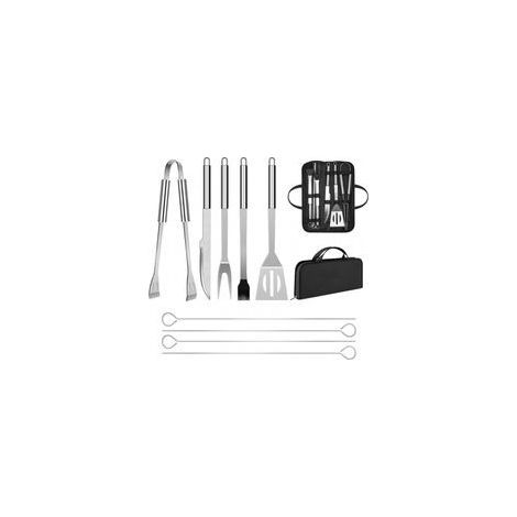 Ensemble professionnel d'ustensiles de barbecue en acier inoxydable avec sac de transport (9 pièces) (1/5)