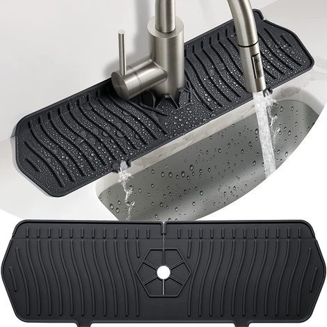 Protection anti-éclaboussures en silicone pour robinet de cuisine, tapis absorbant pour évier de salle de bain, accessoires pour évier de cuisine de maison de campagne ou de camping-car (1/5)