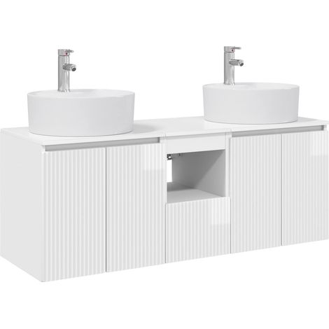 Bathroom Cabinet Set 3 pcs High Gloss White 49.5 x 44.5 x 65 cm vidaXL (1/5)