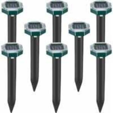 Lot de 8 pics repulsifs a ultrasons pour taupes, serpents et campagnols a energie solaire pour pelouse, jardin et cour, repulsif a sardines