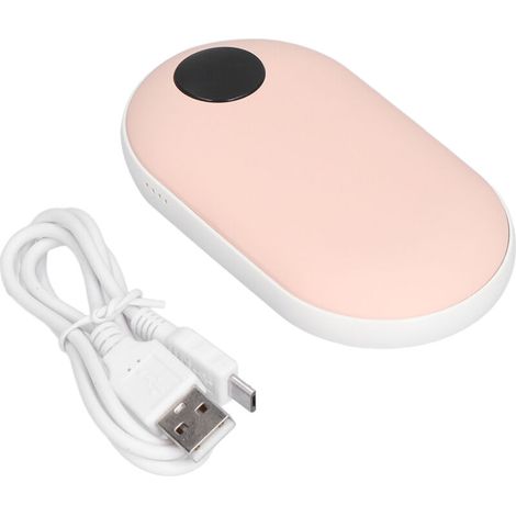 Chauffe-mains USB portable rose - 3 niveaux de chaleur, batterie de secours double face (1/5)