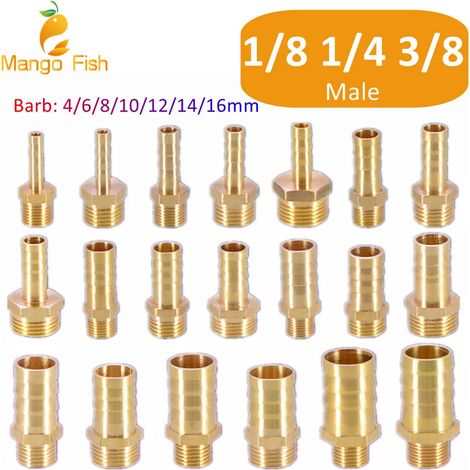 Raccord de tuyauterie en laiton (1l8BSP 4 mm Barb-CN) 6/8/Tuyau, embout cannelé BSP mâle, connecteur, joint, coupleur en cuivre, adaptateur (1/5)