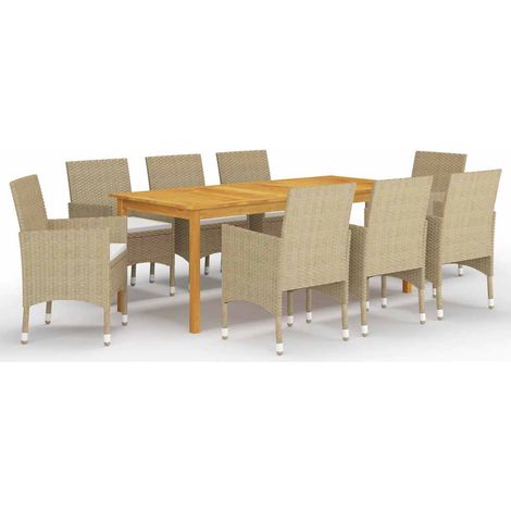Ensemble à manger de jardin 9 pcs-Salon de jardin Beige (1/5)