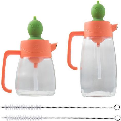 Bouteille distributrice d'huile d'olive en verre avec goupillon en silicone  distributeur de vinaigre et de sauce soja (1/5)