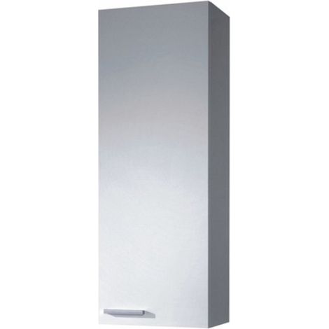 Abitare – Armoire murale de salle de bain 30x25x85 cm blanc brillant avec 1 porte – Installation suspendue – Panneau mélaminé 15mm