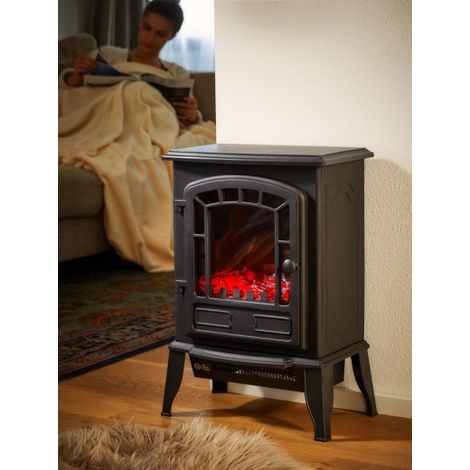 Cheminée chauffage électrique 2000W Noire 1 Porte Superbe design (1/5)
