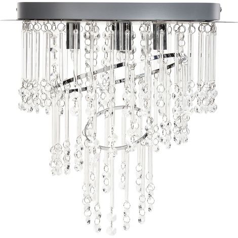 Lampadario Glam Illuminazione Metallo Vetro Cristalli Finitura Cromo ⌀ 45 cm Argento Esmelle (1/5)