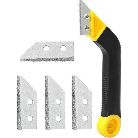 Ensemble de 6 scies à joints pour carrelage, outil de retrait de joints, scie à main à angle avec 5 surfaces diamantées (1/4)