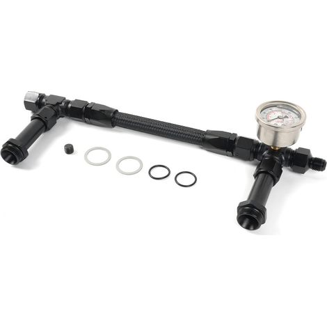 Pièces de modification automobile, durite d'alimentation double pour carburateur, raccord en T pour carburateur, manchon double entrée AN8 - durite d'alimentation noire + jauge à carburant (1/4)