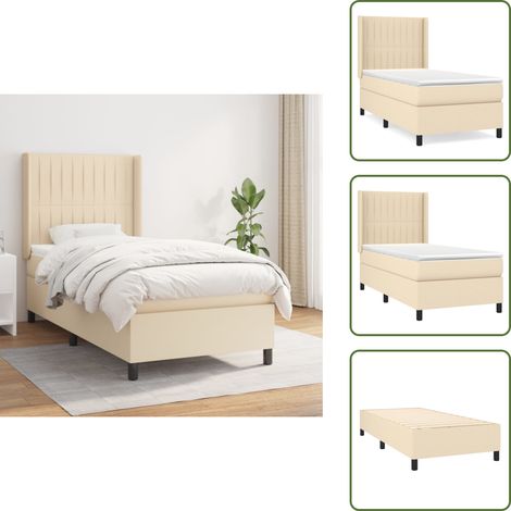 Boxspringbett mit Matratze Creme 100x200 cm Stoff - Boxspringbett - Doppelbett - Cremefarbenes Bett - Bettrahmen - Lattenrost (1/5)