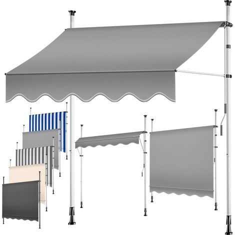 KESSER® Klemmmarkise mit Handkurbel Balkon   Balkonmarkise ohne Bohren   UV-beständig höhenverstellbar wasserabweisend    Sonnenschutz   Terrassenüberdach   Grau / 200cm