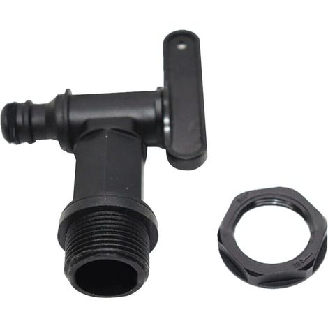1000L Plastic Tank Tap, IBC Water Storage Container Adapter, Garden Hose Tap Adapter, for Rainwater Collector, Fuel Tank (Plastic) (1/4)