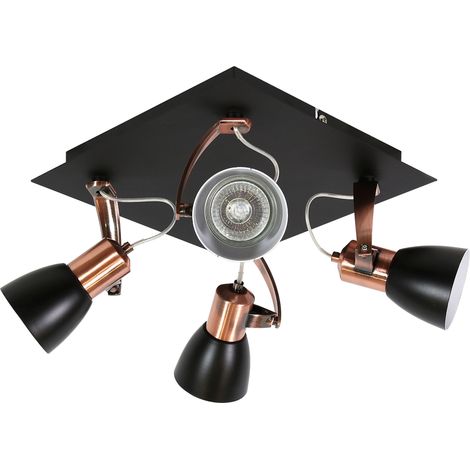 Plafonnier loft noir-cuivre orientable 4xGU10 Markus (1/2)